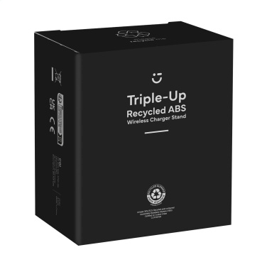 Logotrade promotional merchandise image of: Triple-Up RCS Recycled ABS Wireless Charger Stand