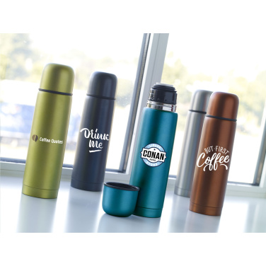 Logo trade advertising products image of: Frosted Bottle RCS Recycled Steel 500 ml thermo bottle