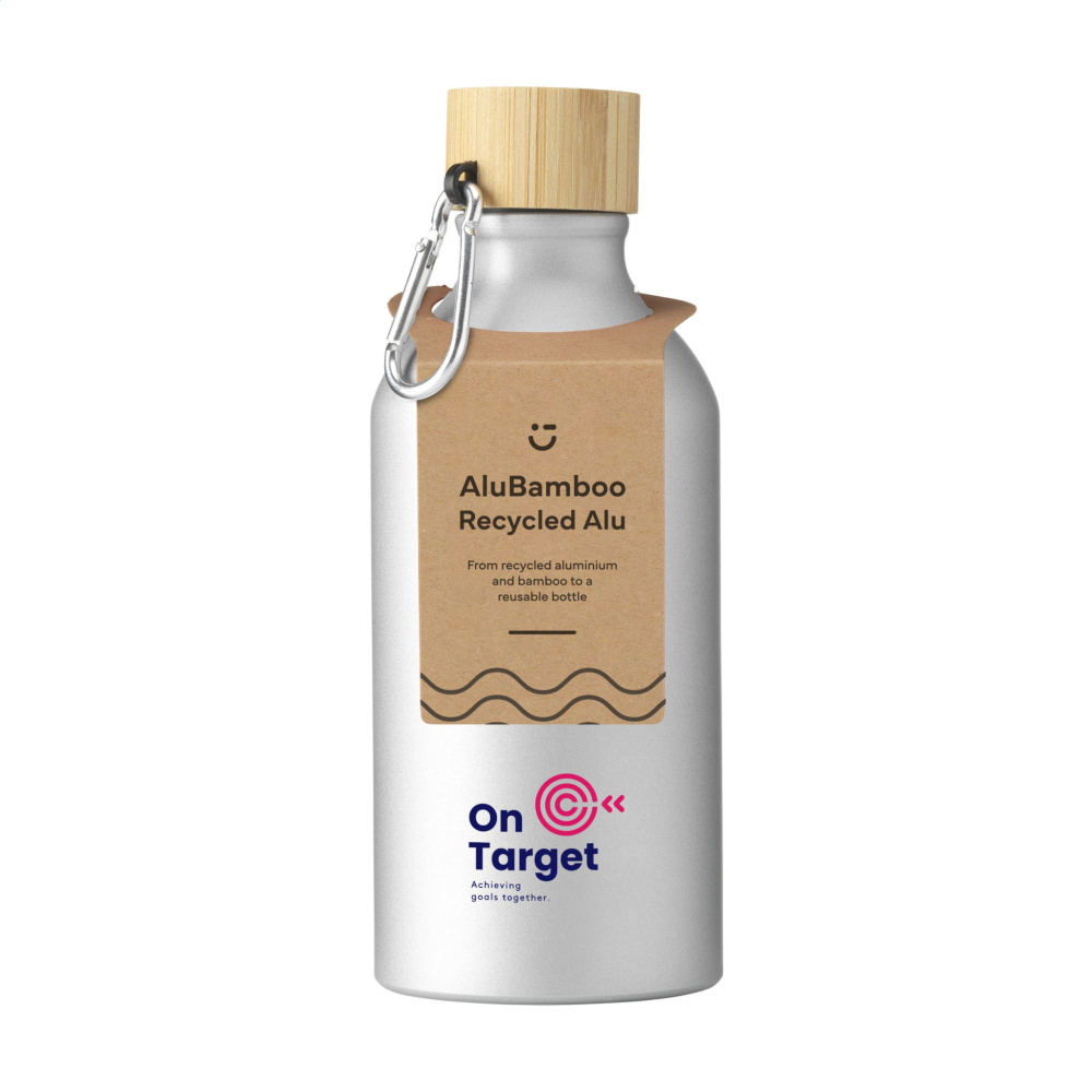 Logotrade promotional gift image of: AluBamboo GRS Recycled Alu 500 ml water bottle