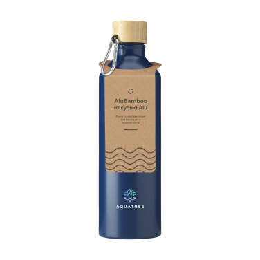 Logo trade promotional merchandise picture of: AluBamboo GRS Recycled Alu 750 ml water bottle