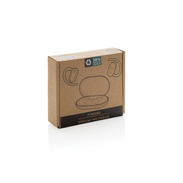 Logo trade promotional items image of: Fitsound RCS recycled plastic open ear TWS earbuds