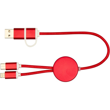 Logo trade promotional products image of: Alasia 5-in-1 recycled aluminium and plastic 30 cm data sync and 27W fast charge cable