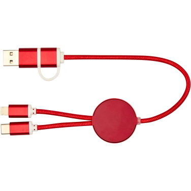 Logo trade promotional product photo of: Alasia 5-in-1 recycled aluminium and plastic 30 cm data sync and 27W fast charge cable