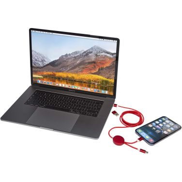 Logo trade promotional giveaways image of: Alasia 5-in-1 recycled aluminium and plastic 150 cm data sync and 27W fast charge cable