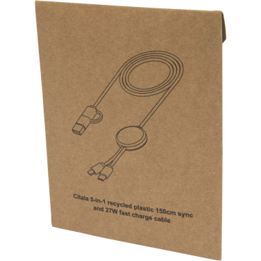 Logotrade promotional product image of: Citala 5-in-1 recycled plastic 150 cm data sync and 27W fast charge cable