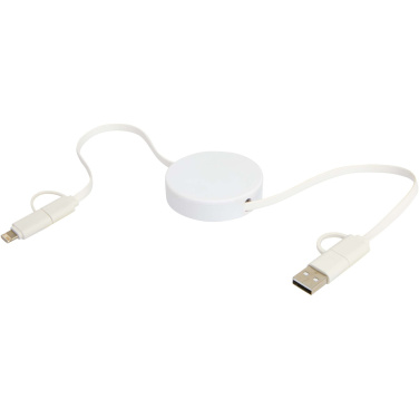 Logotrade advertising product picture of: Citala 5-in-1 recycled plastic 90 cm retractable data sync and 40W fast charge cable