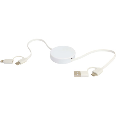 Logo trade promotional item photo of: Citala 5-in-1 recycled plastic 90 cm retractable data sync and 40W fast charge cable