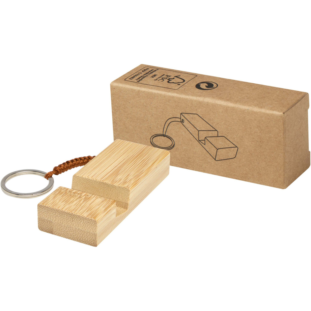 Logotrade promotional merchandise photo of: Bosona bamboo phone holder with keychain
