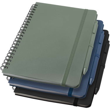 Logo trade promotional product photo of: Thalaasa A5 ocean-bound hard cover notebook with ballpoint pen (black ink)