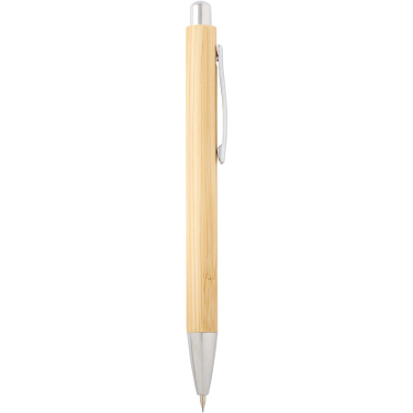 Logo trade promotional giveaways image of: Oblys bamboo ballpoint pen and mechanical pencil set (black ink)