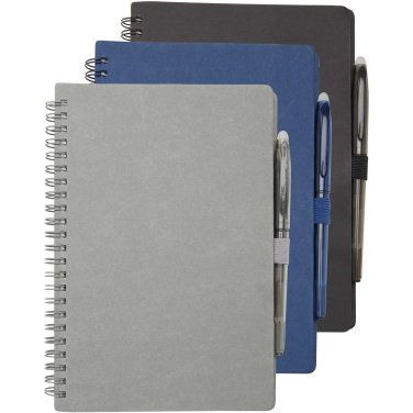 Logo trade promotional giveaways image of: Slate reusable soft cover notebook and pen set (black ink)
