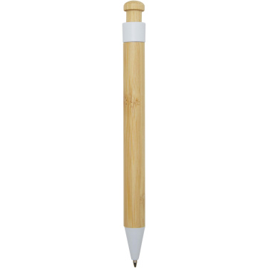 Logo trade business gift photo of: Rattan bamboo and recycled plastic ballpoint pen (black ink)