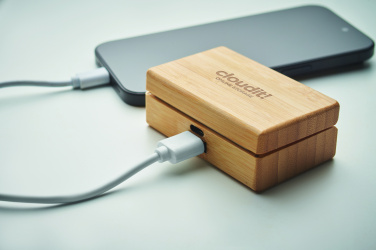 Logo trade corporate gifts picture of: TWS earbuds in bamboo case