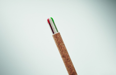 Logo trade advertising product photo of: Cork 4-colour ink ball pen