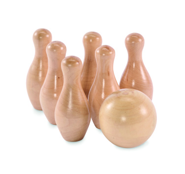 Logo trade business gift photo of: Mini pine wood bowling set