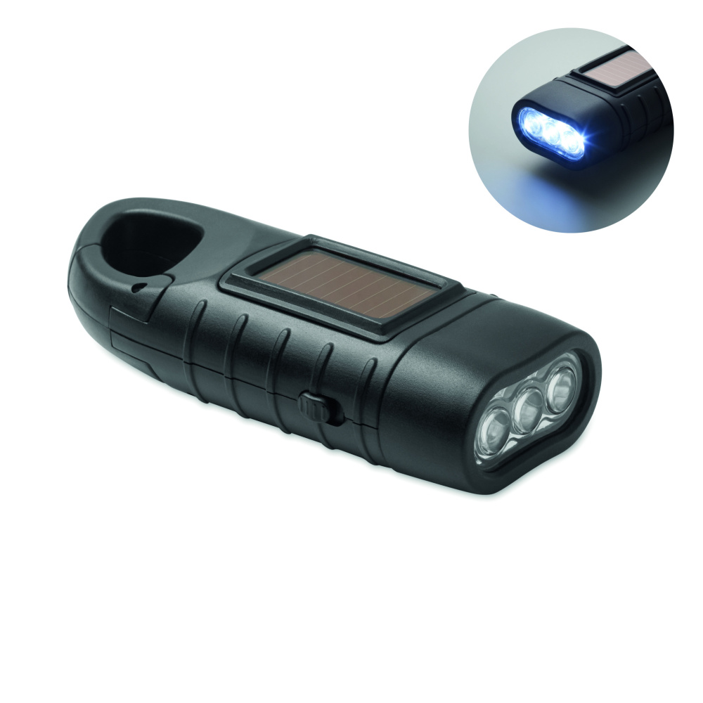 Logotrade promotional item picture of: Solar torch with dynamo crank