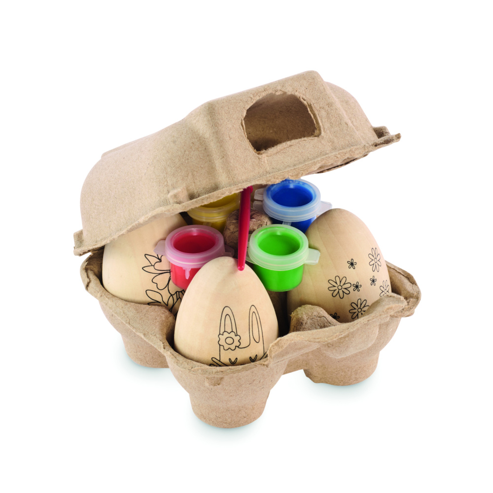 Logo trade corporate gifts image of: Wooden eggs painting set