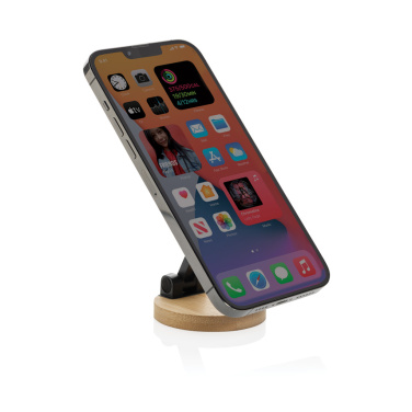 Logotrade promotional merchandise photo of: Magmount RCS recycled plastic and bamboo phone stand