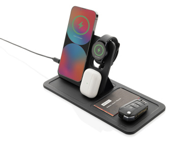 Logotrade promotional merchandise image of: Swiss Peak 3 in 1 RCS recycled PU wireless charger desk tray