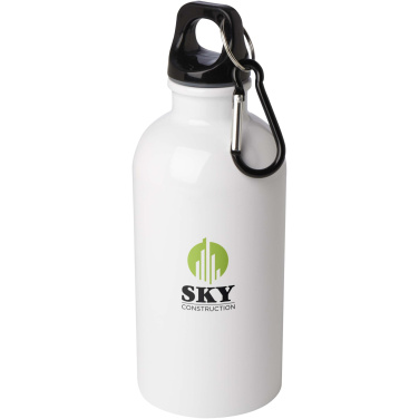 Logotrade corporate gift image of: Oregon 400 ml RCS certified single wall stainless steel water bottle with carabiner