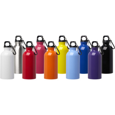 Logotrade promotional giveaway image of: Oregon 400 ml RCS certified single wall stainless steel water bottle with carabiner