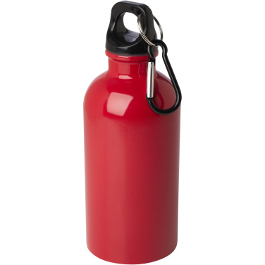 Logo trade promotional merchandise image of: Oregon 400 ml RCS certified single wall stainless steel water bottle with carabiner