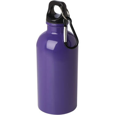 Logotrade promotional gift image of: Oregon 400 ml RCS certified single wall stainless steel water bottle with carabiner