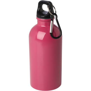 Logo trade advertising product photo of: Oregon 400 ml RCS certified single wall stainless steel water bottle with carabiner