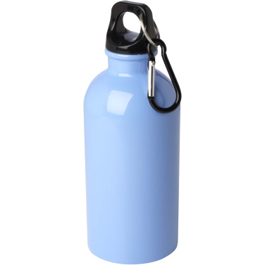 Logo trade business gifts image of: Oregon 400 ml RCS certified single wall stainless steel water bottle with carabiner