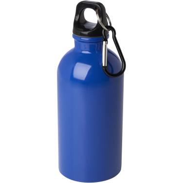 Logo trade promotional merchandise picture of: Oregon 400 ml RCS certified single wall stainless steel water bottle with carabiner