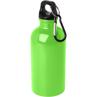 Logo trade advertising products picture of: Oregon 400 ml RCS certified single wall stainless steel water bottle with carabiner