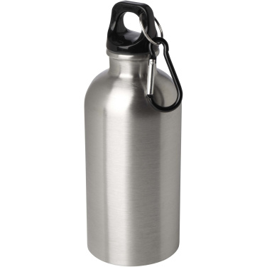 Logotrade corporate gift picture of: Oregon 400 ml RCS certified single wall stainless steel water bottle with carabiner