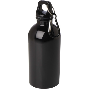 Logotrade promotional giveaway picture of: Oregon 400 ml RCS certified single wall stainless steel water bottle with carabiner