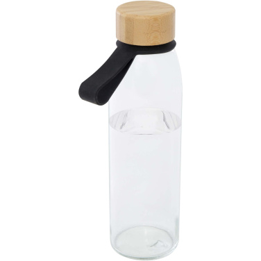 Logotrade promotional gift image of: Porto 500 ml glass water bottle with silicone handle and bamboo lid