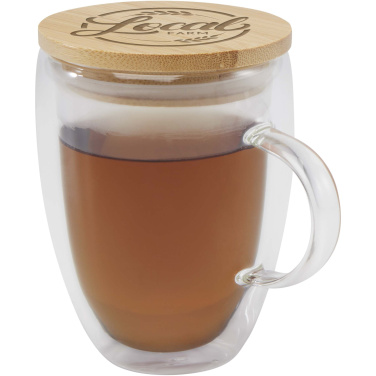 Logotrade promotional gift picture of: Leona 350 ml glass cup with bamboo lid