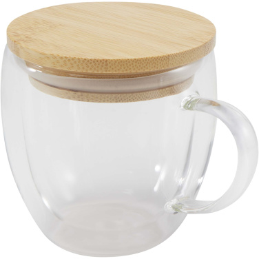 Logo trade promotional giveaways image of: Lenora 250 ml glass cup with bamboo lid