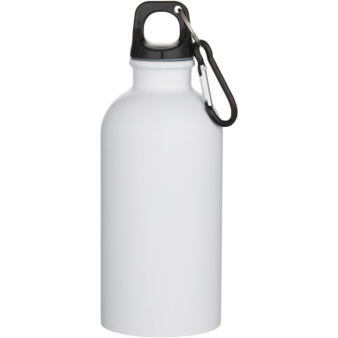 Logo trade promotional merchandise photo of: Oregon 400 ml matte RCS recycled single wall stainless steel water bottle with carabiner