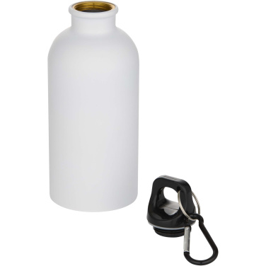Logo trade promotional gifts picture of: Oregon 400 ml matte RCS recycled single wall stainless steel water bottle with carabiner