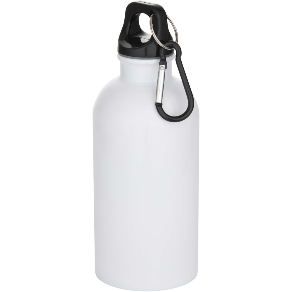 Logotrade promotional item image of: Oregon 400 ml sublimation RCS recycled single wall stainless steel water bottle with carabiner