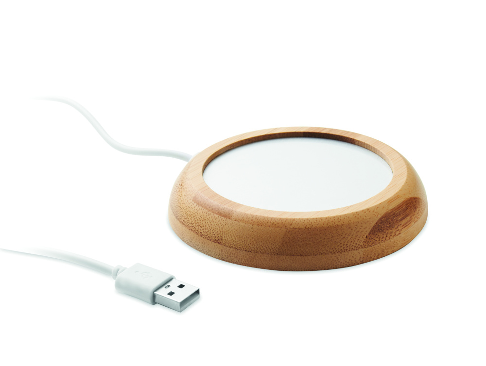 Logo trade advertising products picture of: Bamboo mug warmer with USB