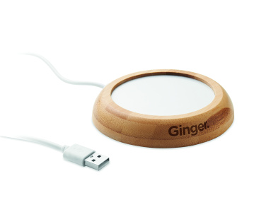 Logo trade promotional giveaways image of: Bamboo mug warmer with USB