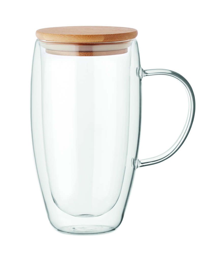 Logo trade promotional giveaways image of: Double wall glass mug 450ml