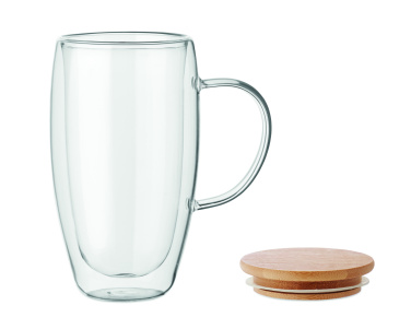 Logo trade business gift photo of: Double wall glass mug 450ml
