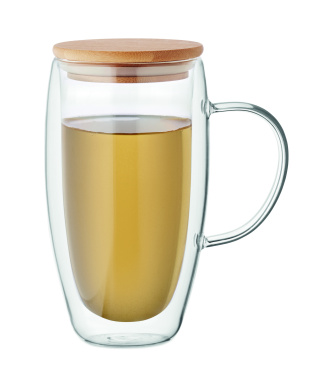 Logo trade business gifts image of: Double wall glass mug 450ml