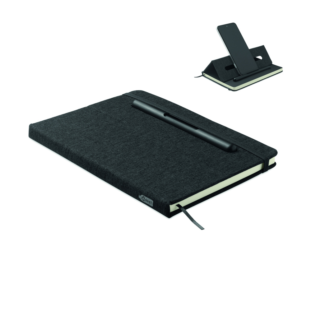 Logo trade promotional gifts picture of: A5 notebook with phone holder