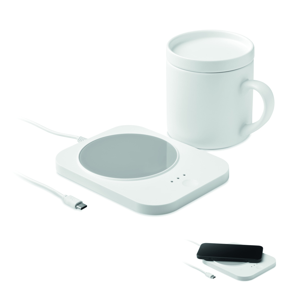 Logotrade promotional item picture of: Wireless charger mug warmer set