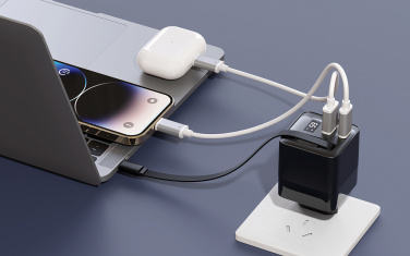 Logo trade promotional product photo of: Urban Vitamin Mendocino 65W GaN charger retractable cable