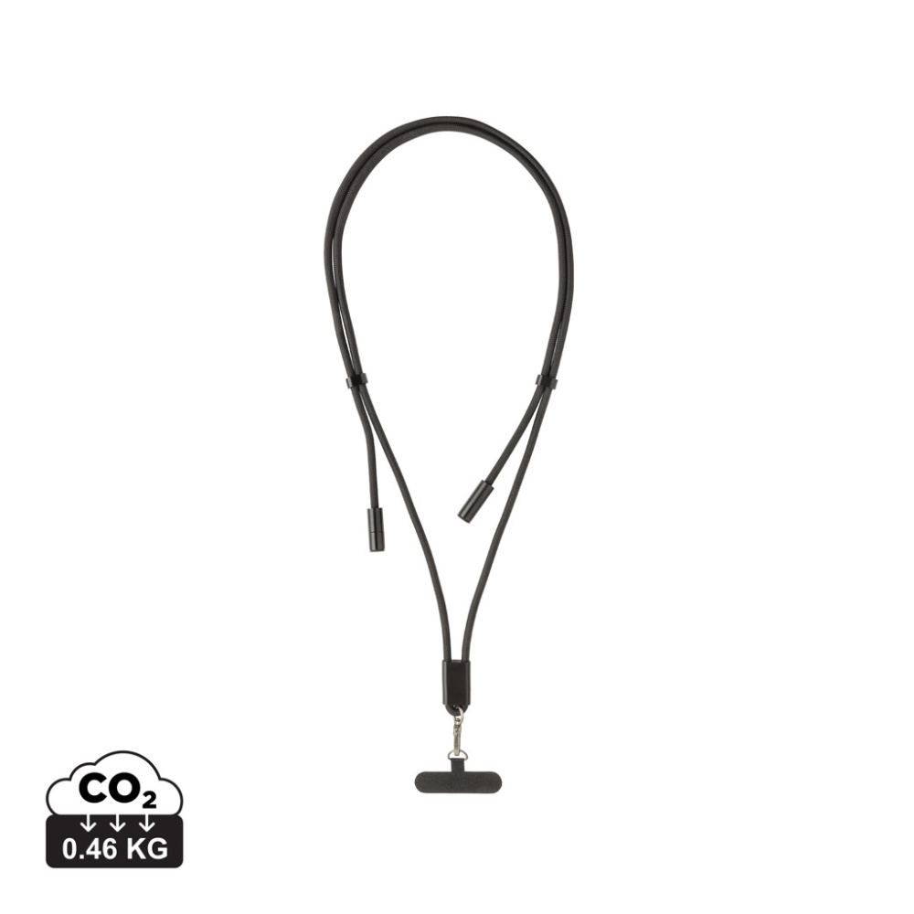 Logo trade promotional merchandise photo of: LoopAmp RCS RPET adjustable phone cord with 60W cable