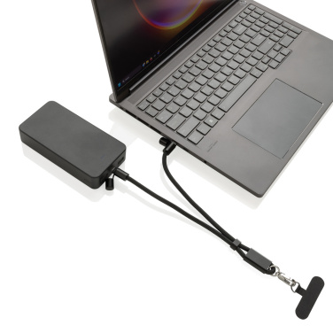 Logo trade promotional merchandise photo of: LoopAmp RCS RPET adjustable phone wrist strap 60W cable