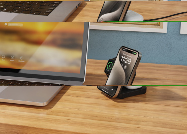 Logotrade advertising products photo of: Urban Vitamin Arcadia RCS rplastic 15W 3in1 magnetic charger